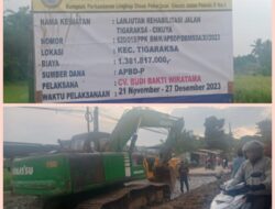 Rekayasa Lalulintas Dalam  Kegiatan Rehabilitasi Jalan Kabupaten Tangerang, Titik Ds.Cikuya Kec. Solear Di Keluhkan Warga